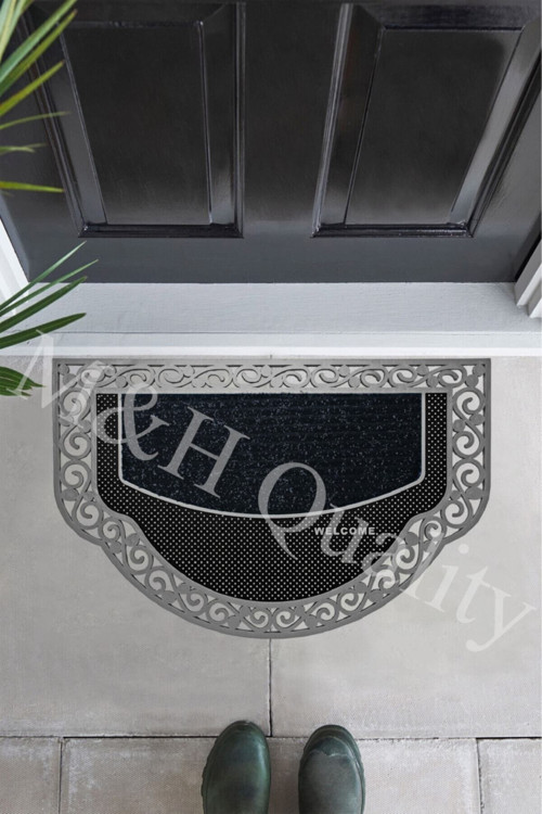 Yarım Ay Modeli Welcome Yazlı Kapı Önü Paspası Gümüş Rengi