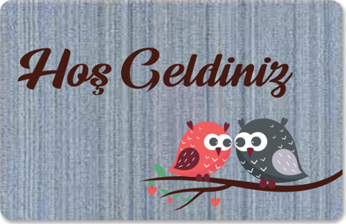 Dijital Baskılı Kapı Önü Paspas Hoşgeldiniz Yazılı Çiçek Desen Ve Kedi Iç Ve Dış Kapı Yıkanabilir