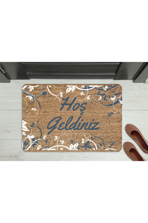 Hoş Geldiniz Neşeli Font Dekoratif Kapı Önü Paspası