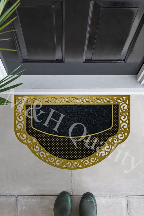 Yarım Ay Modeli Welcome Yazlı Kapı Önü Paspası Altın Rengi