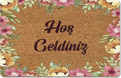 Kır Çiçekleri Temalı Coco Görünümlü Dekoratif Dış Kapı Önü Ve Iç Mekan Paspası
