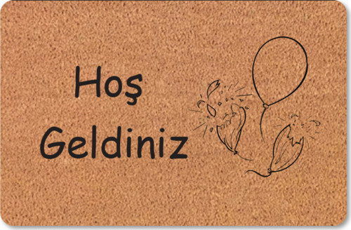 Modern Dijital Baskı - Hoş Geldiniz Yazalı Paspas - Kaymaz Taban Kapı Önü Paspası
