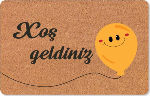 Azerbaycan'A Özel Hoş Geldiniz (Xoş G?Ldiniz) Yazılı Dijital Baskılı Kapı Önü Paspas