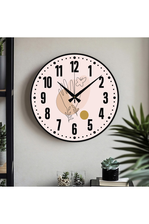 Dekoratif Türkçe Rakamlı Uv Baskılı Duvar Saati (Sessiz) Akar Mekanizma 40Cm Metal Akrep Yelkovan
