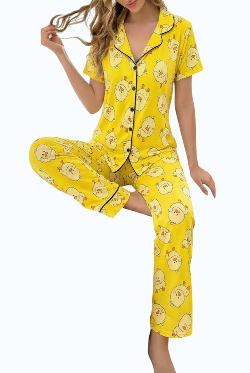 Önden Düğmeli Milan Yarım Kollu Kadın Pijama Takımı