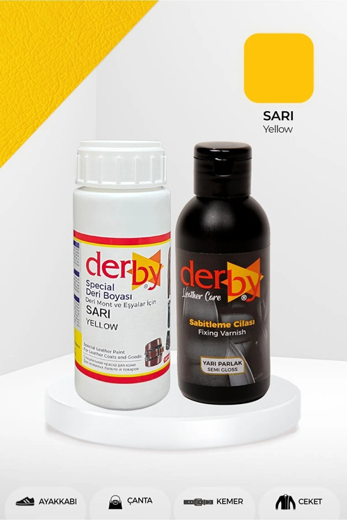 Special Sarı Deri Boyası Ve Cilası 100 ml - 2'li Set / Mont Eşya Çanta Deri Boyası