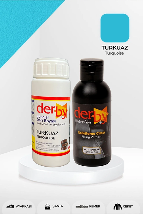 Special Turkuaz Deri Boyası Ve Cilası 100 ml - 2'li Set / Mont Eşya Çanta Deri Boyası
