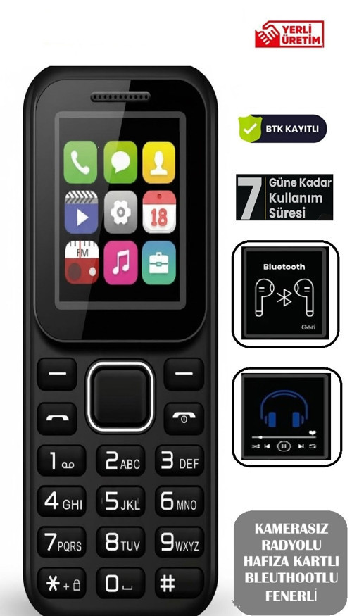 Kamerasız Tuşlu Telefon Asker Telefonu Radyo Mp3 Fenerli Bluetooth Yaşlı Telefonu Öğrenci Telefonu