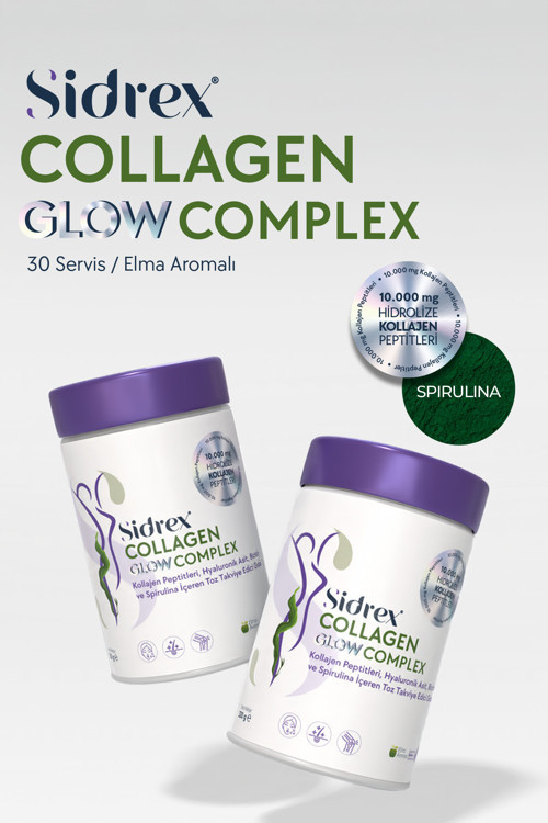SIDREX COLLAGEN GLOW COMPLEX | Tip I–II–III kolajen, Spirulina ile Geliştirilmiş Özel Formül 330gr