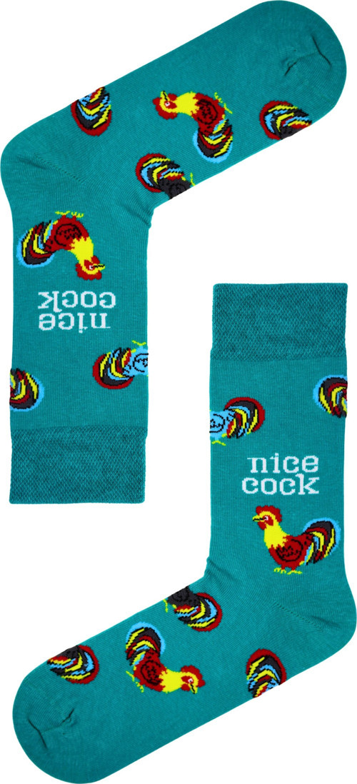 Nice Cock yazılı Horoz Desenli Soket Çorap