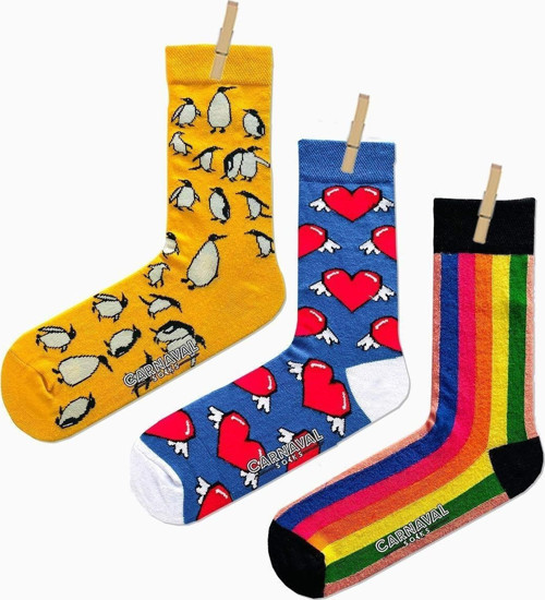 Unisex 3'lü Renkli Happy Set Çorap