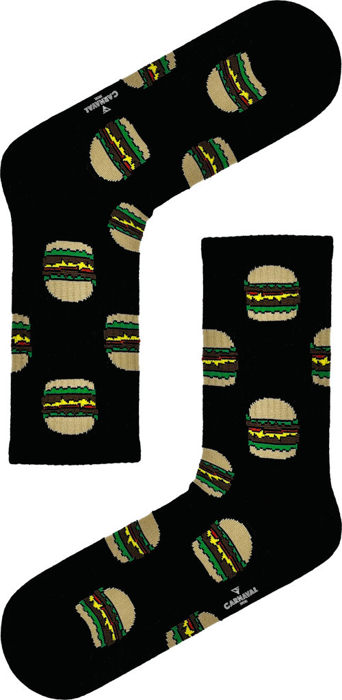 Siyah Hamburger Desenli Tenis Çorap