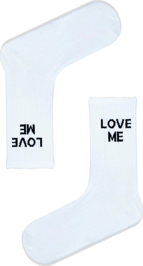 Beyaz Love Me Yazılı Tenis Çorap