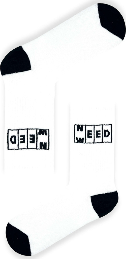 NEED W.ED YAZILI EĞLENCELİ UNİSEX BEYAZ SPOR ÇORAP