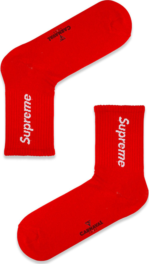 Supreme Yazılı Kırmızı Renkli Tenis Çorap