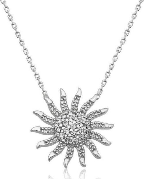 ​925 Ayar Gümüş Güneş Kadın Gümüş Kolye