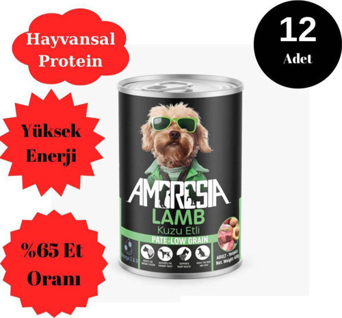 Ambrossia Pate (Püre) Kuzu Etli Yetişkin Köpek Maması 400 Gr 12 Adet