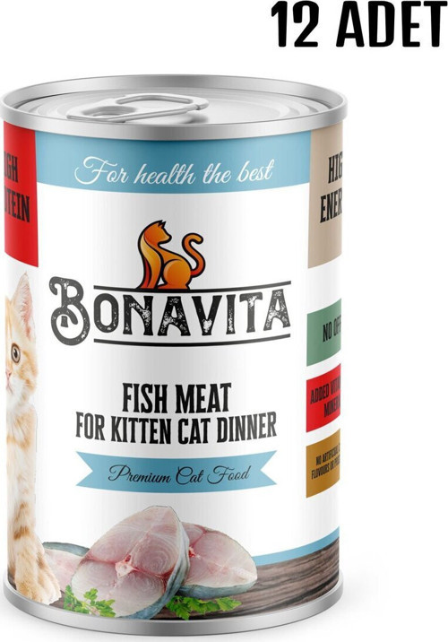 12 Adet Balık Etli Bonavitta Yavru Kedi Maması 400 Gr