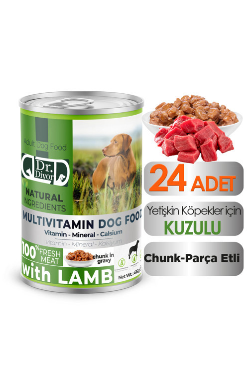 Dr. Diyor Kuzu Etli Yetişkin Köpek Maması 24 Adet