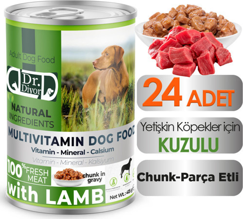 Dr. Diyor Kuzu Etli Yetişkin Köpek Maması 24 Adet