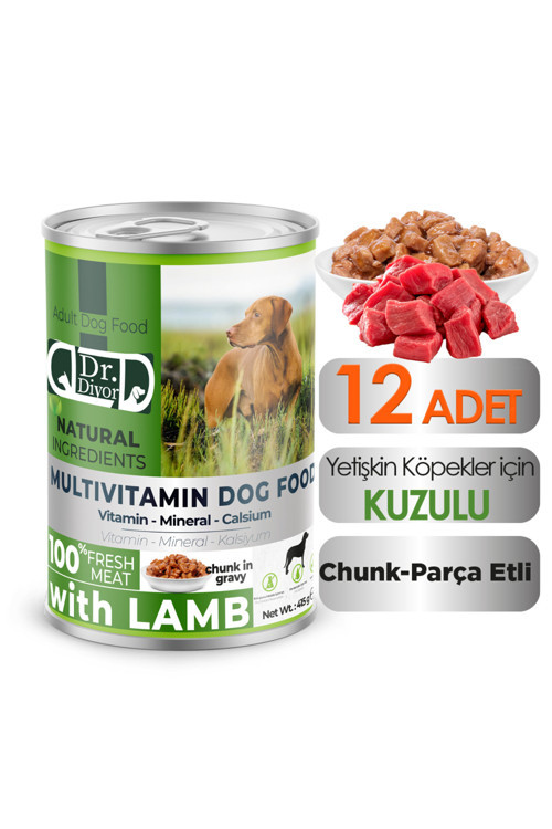 Dr Diyor Kuzu Etli Yetişkin Köpek Maması 12 Adet