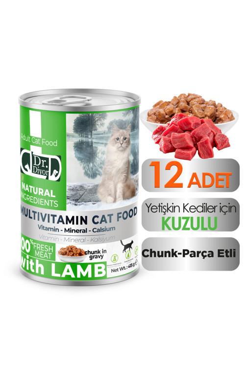 Dr. Diyor Kuzu Etli Yetişkin Kedi Maması 12 Adet