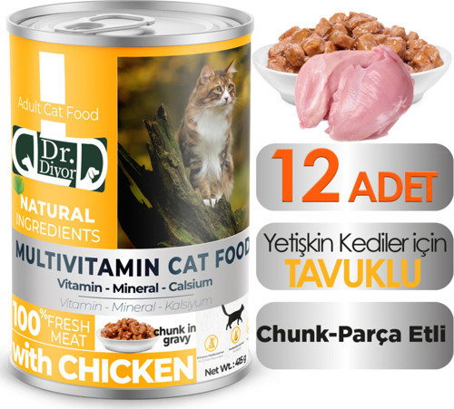 Dr. Diyor Tavuk Etli Yetişkin Kedi Maması 12 Adet