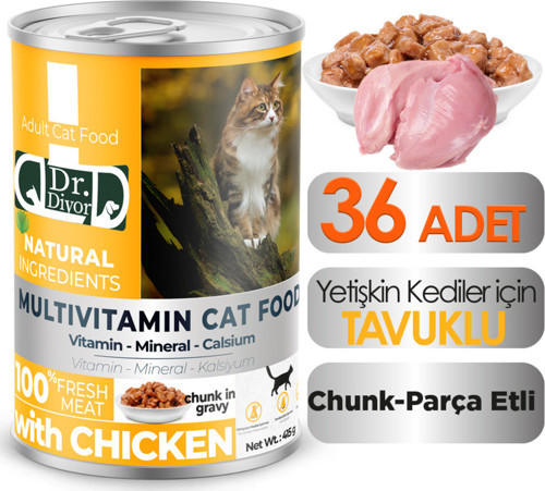 Dr. Diyor Tavuk Etli Yetişkin Kedi Maması 36 Adet