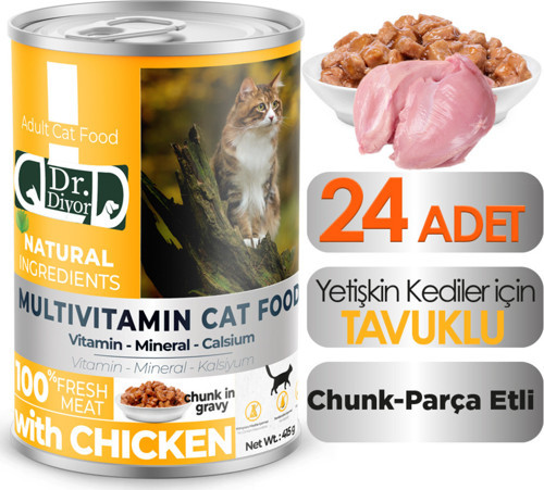 Dr. Diyor Tavuk Etli Yetişkin Kedi Maması 24 Adet