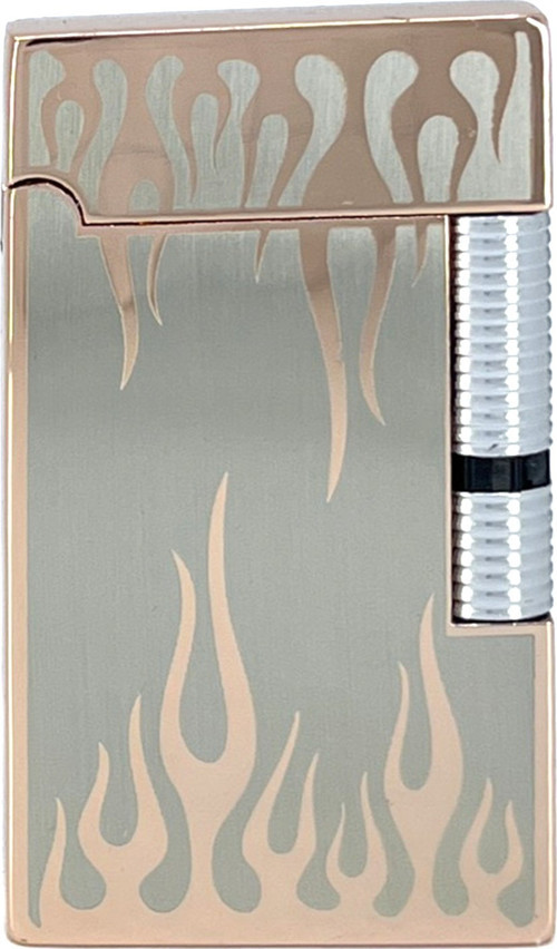 Metal Alev Desenli Pürmüz Alevli Çakmak - Rose Gold (Özel Kutulu)