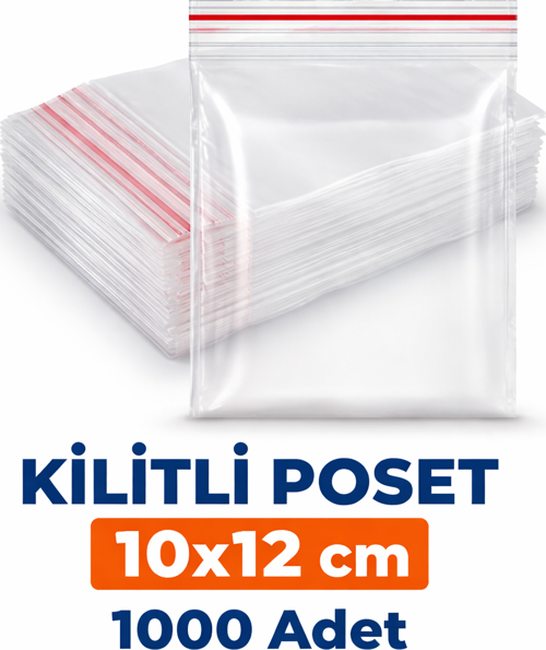 10×12 cm Kilitli Poşet – Şeffaf Zip Kilitli Torba – 1000 Adet