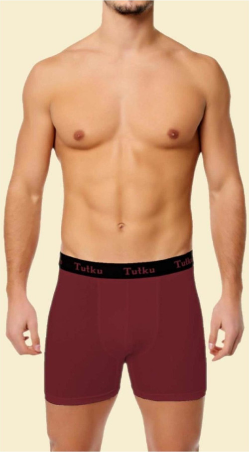 Erkek Renkli Boxer Bordo 0400 Likralı Pamuk