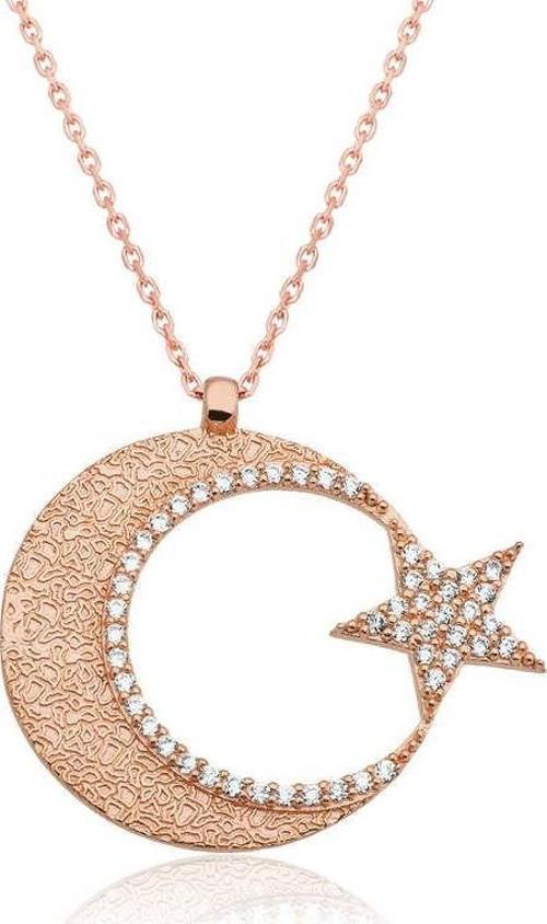 925 Ayar Gümüş Ay Yıldız Kadın Gümüş Kolye