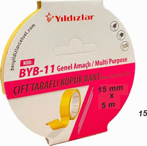 Çift Taraflı Köpük Bant 15mmx5m - 4 adet