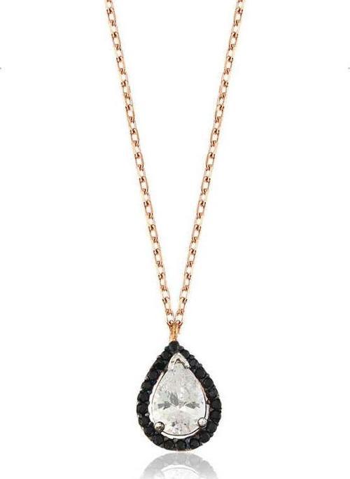 925 Ayar Gümüş Beyaz Damla Kadın Gümüş Kolye