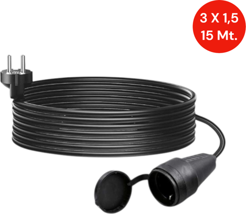 3x1,5 mm² 20 Metre Uzatma Kablo Tekli Dişi Priz – Elektrikli Çim Biçme Makinesi İçin