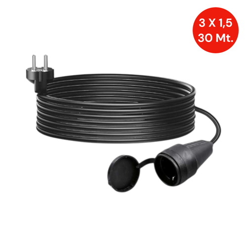 3x1,5 mm² 30 Metre Uzatma Kablo Tekli Dişi Priz – Elektrikli Çim Biçme Makinesi İçin