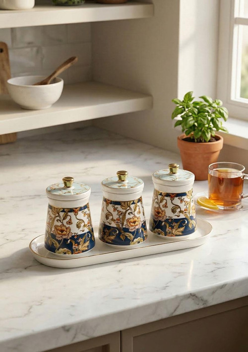 Juvia 3lü Porselen Baharat Takımı - 7 Parça, 150 ML, Küçük Boy Beyaz