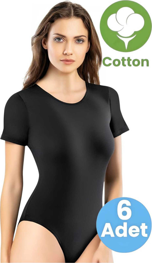 Kadın 6'lı Kısa Kollu Çıtçıtlı Body