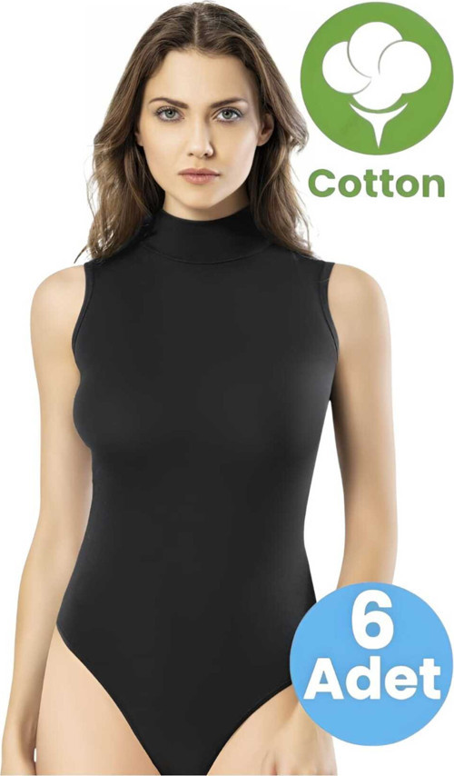Kadın 6'lı Balıkçı Yaka Sıfır Kol Çıtçıtlı Body