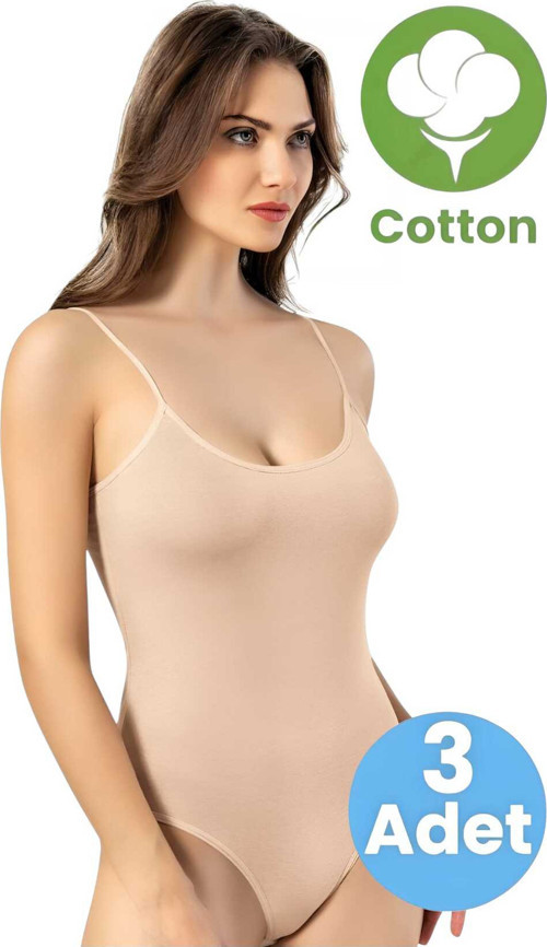 Kadın 3'lü İp Askılı Çıtçıtlı Body