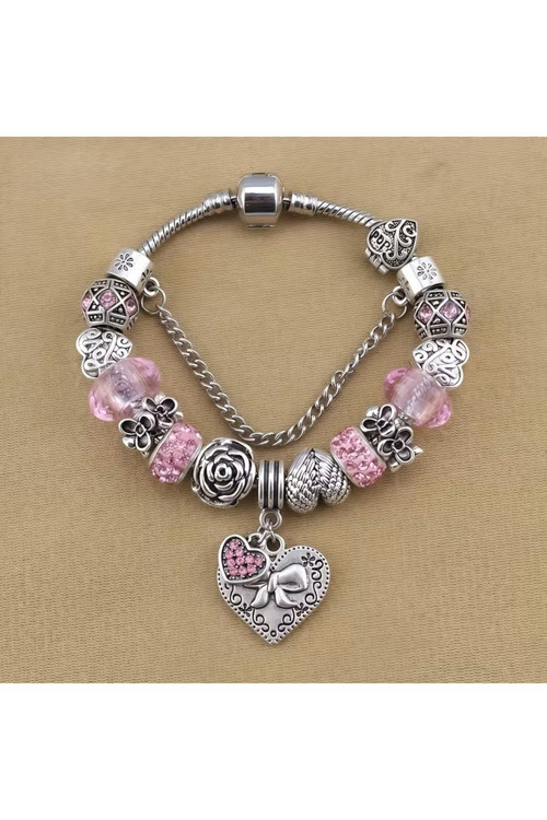 Yeni Tarz , Kalp Love Amor Crystal Aşk Sevgi Charmlı Bileklik, Ahşap Kutu İçerisinde