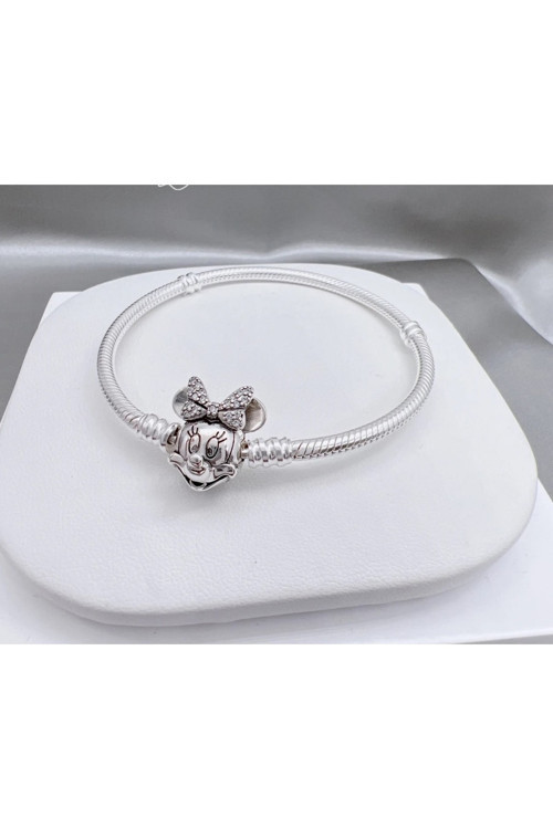 Charm Uyumlu Yılan Bileklik, Disney Minnie Mouse, Tüm Boyutlar