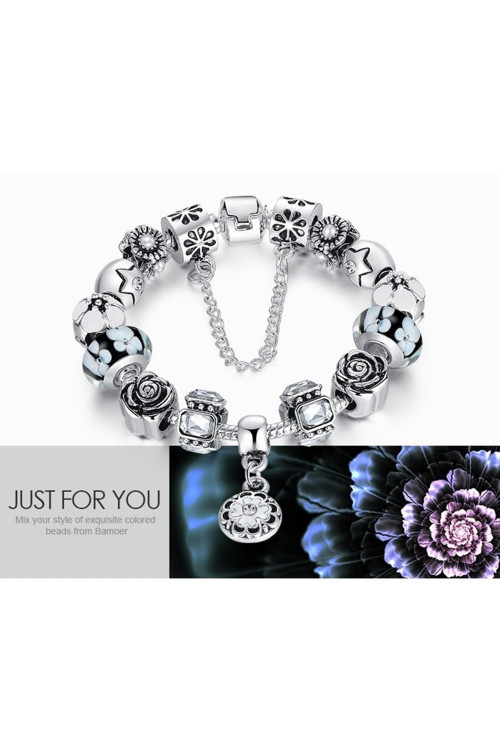 Pandora Tarz, Yeni Trend, Renk Seçenekli Kristal Taşlı Charm Bileklik, Ahşap Kutu Içerisinde