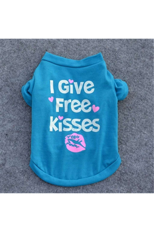 Mavi Kedi Ve Köpek İçin I Give Free Kisses Yazılı Kıyafet