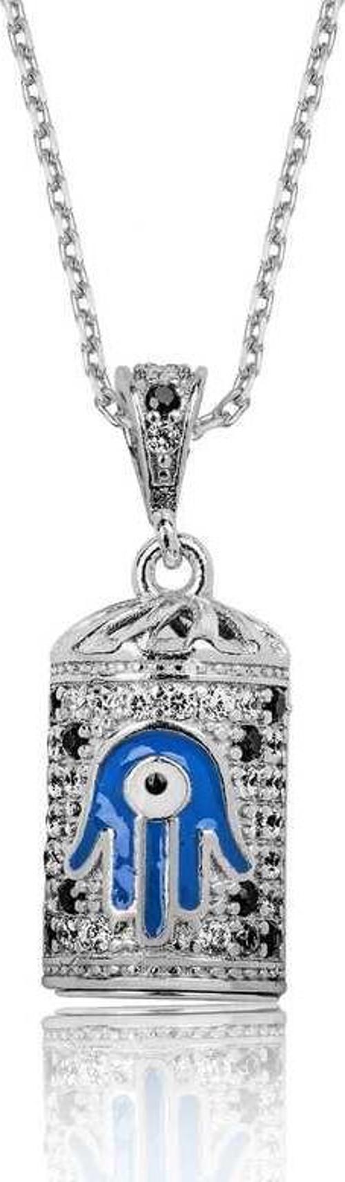 925 Ayar Gümüş Fatma Ana Eli Cevşen Dualı Gümüş Kolye