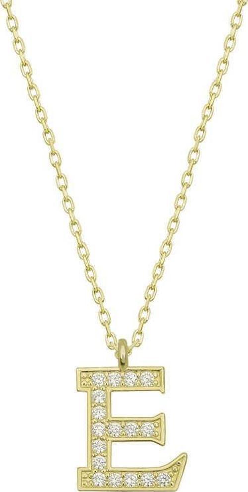 925 Ayar Gümüş Gold E Harfi Kadın Gümüş Kolye