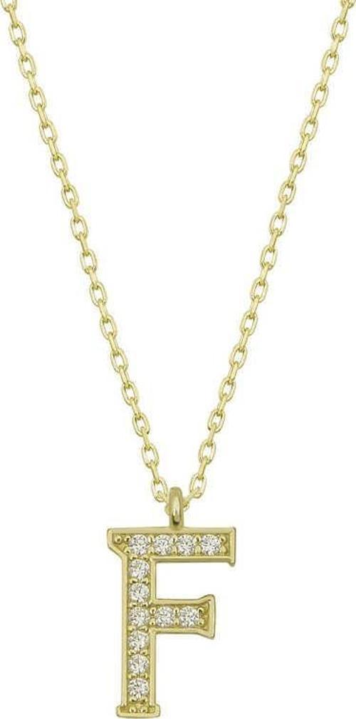 925 Ayar Gümüş Gold F Harfi Kadın Gümüş Kolye