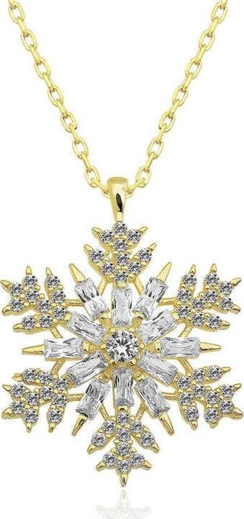 925 Ayar Gümüş Gold Kar Tanesi Kadın Gümüş Kolye