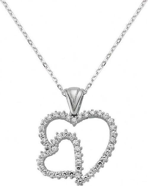 925 Ayar Gümüş Kalpli Kadın Gümüş Kolye